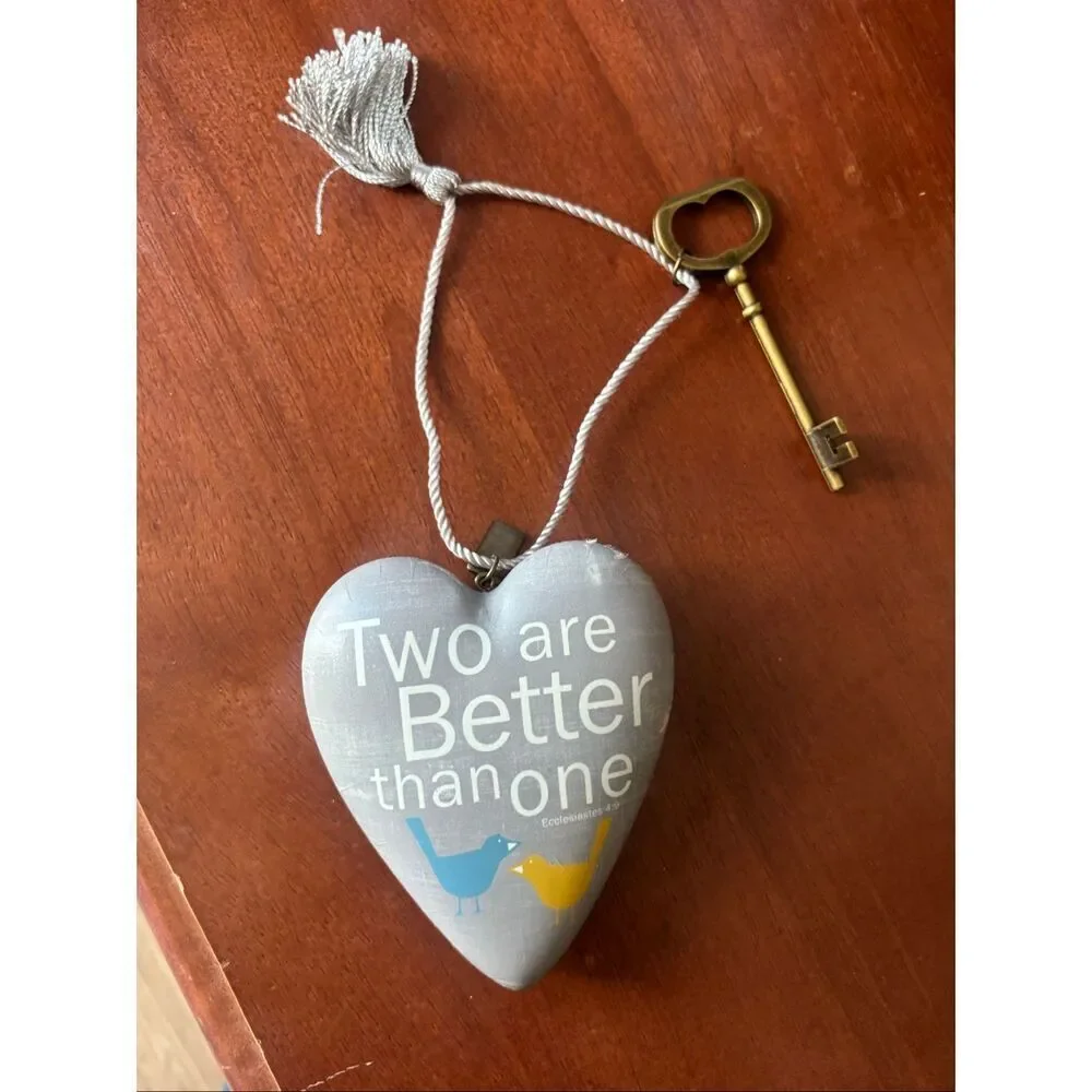 Art Hearts Hanging Heart Ornament with Key Two Are Better Than One
